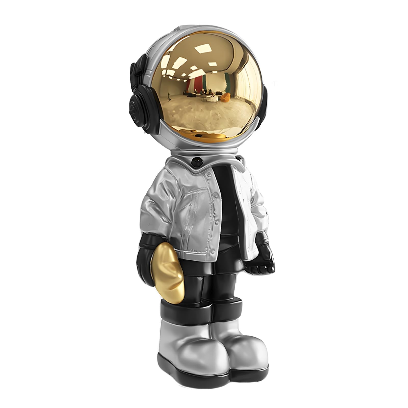 Small Astronaut Statues Mini Spaceman Sculpture Polyresin Arts Gifts Silver F... gallery