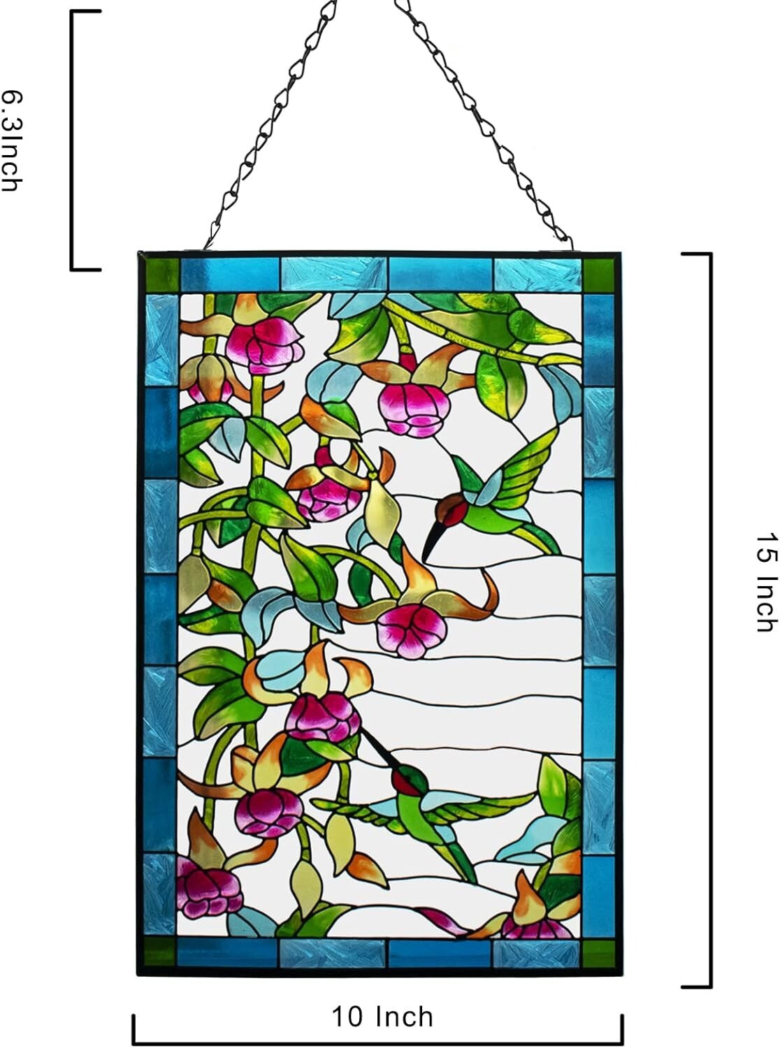 10x15 Inch Window Hanging - Exquisite Hummingbird Suncatcher with Metal Chain gallery