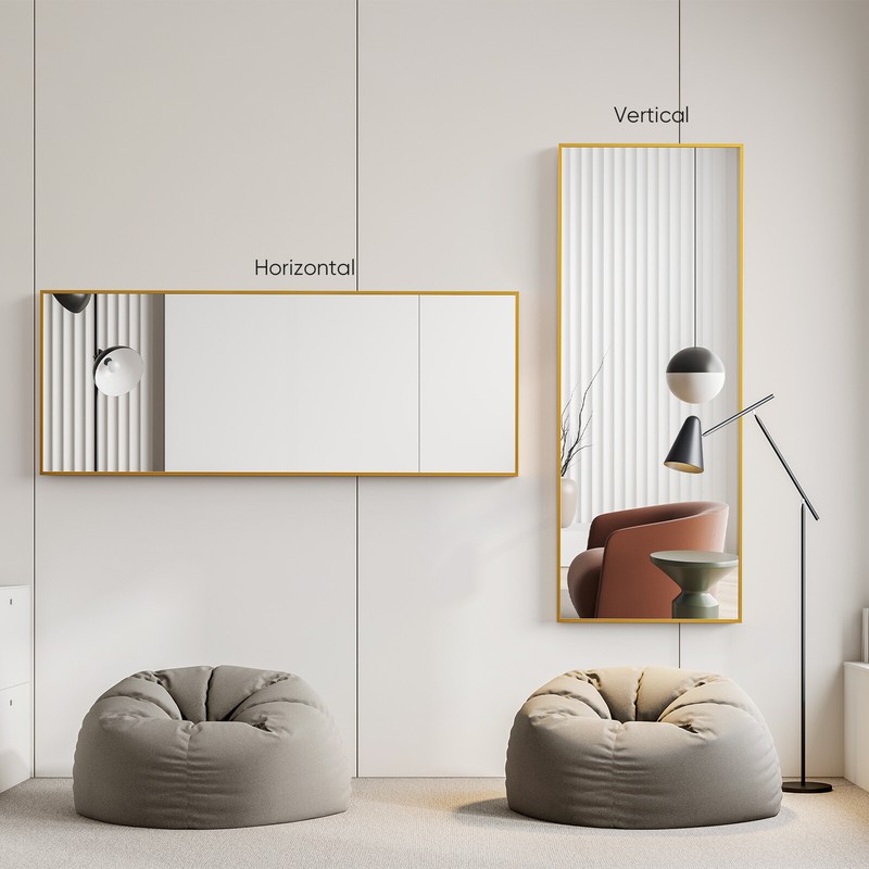 Rectangle Full Length Mirror Sturdy Thin Frame 3 Mount Types (Stand/Hang/Lean) gallery