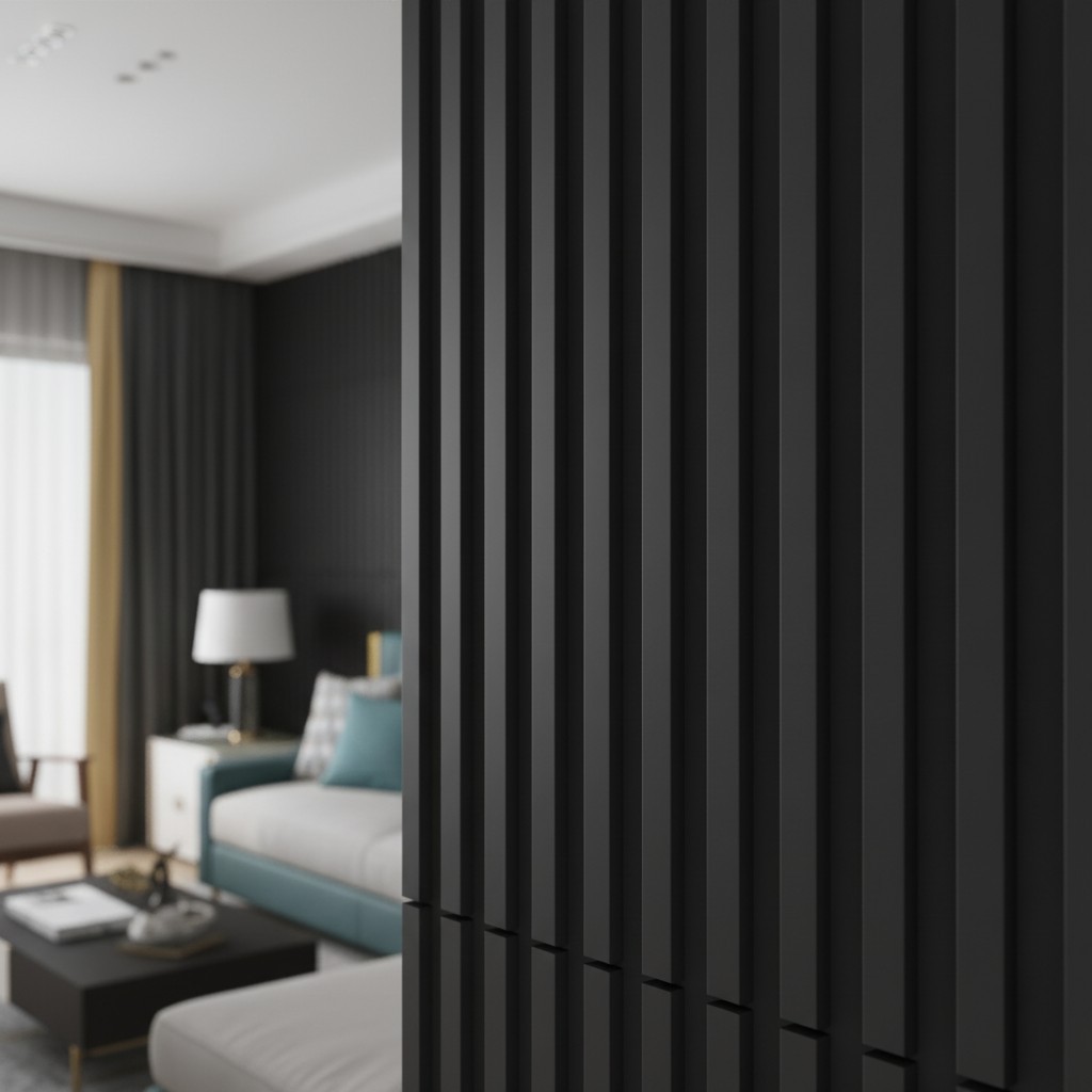Versatile Black PVC 3D Slat Wall Panel Pack - 12 Tiles, 32 Sq.Ft. Coverage gallery