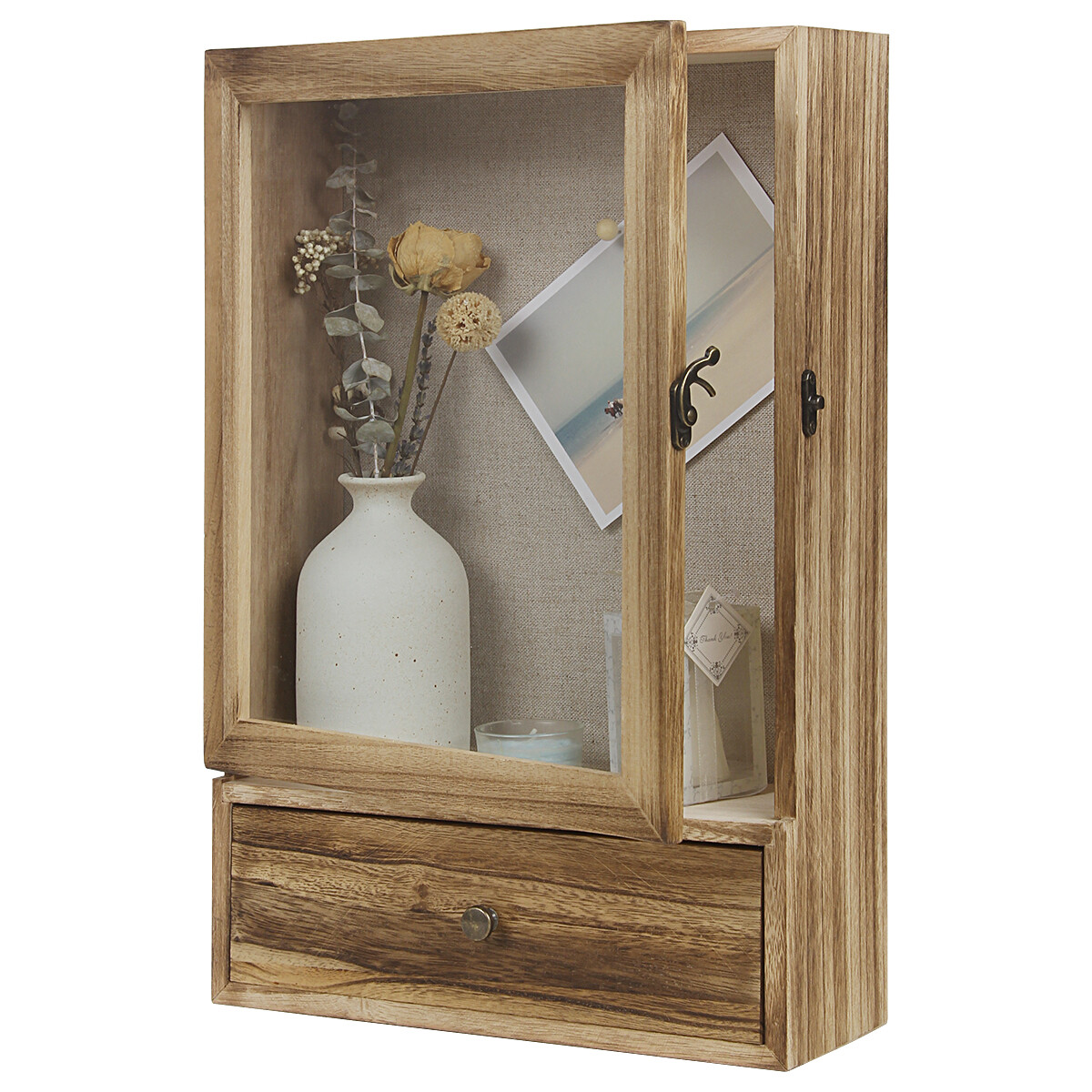 Shadow Box Display Case Large 11x16 Shadow Box Picture Frame W/ Drawer Wood gallery