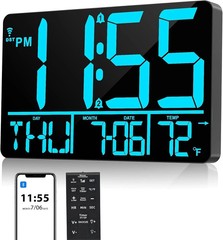 13″ Bluetooth Auto Sync Wall Clock Large Digital Alarm Clock with …