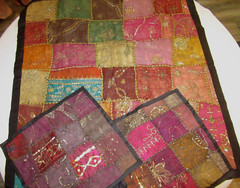 3 Pc Set 2 Boho India Patchwork Pillow Covers & 36″ Square Topper/Wall Hanging