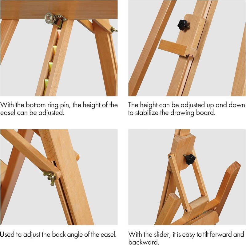 ARTIFY Large Solid Beechwood Painters Easel with Brush Holder for Adults gallery