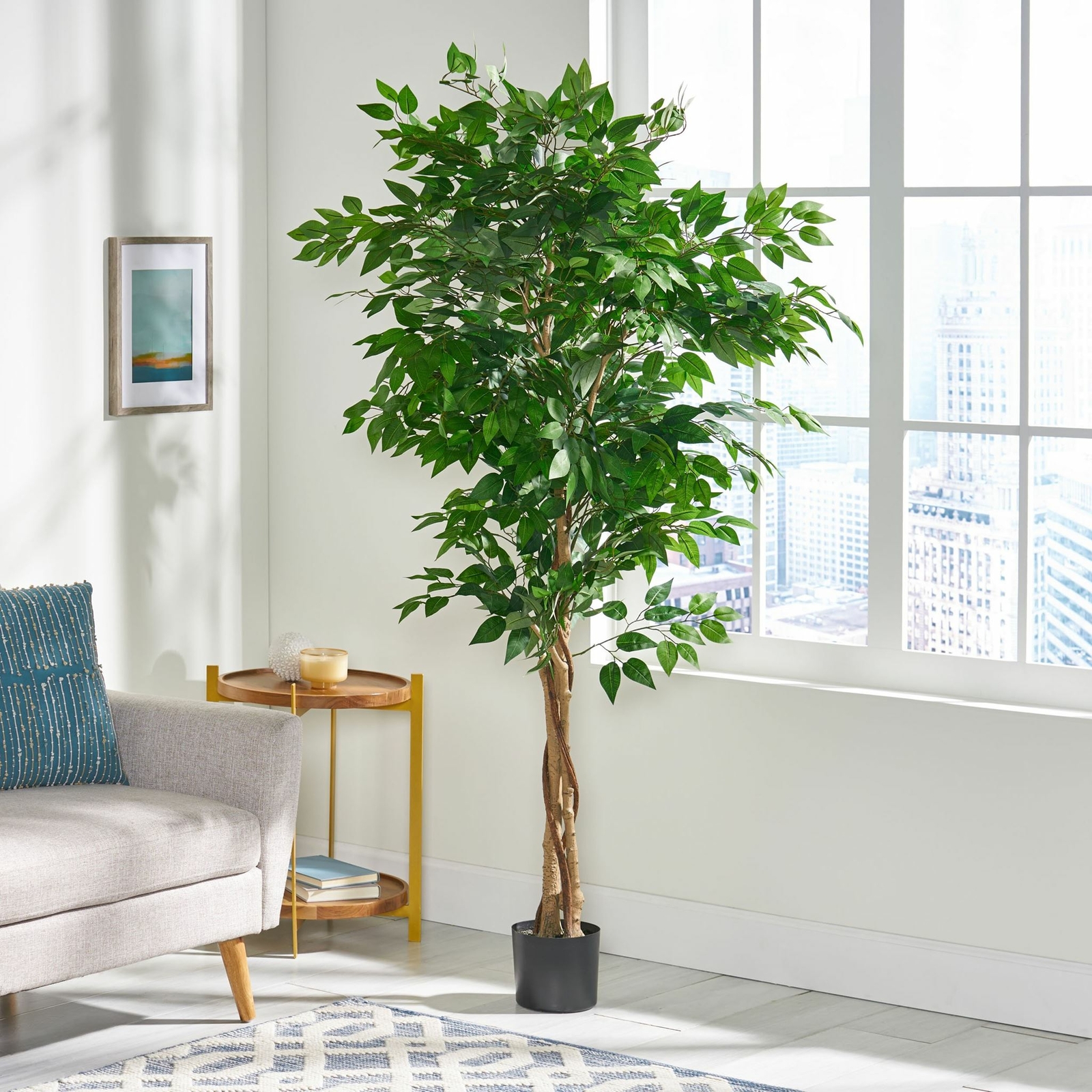 Harney Artificial Tabletop Ficus Tree, Green gallery