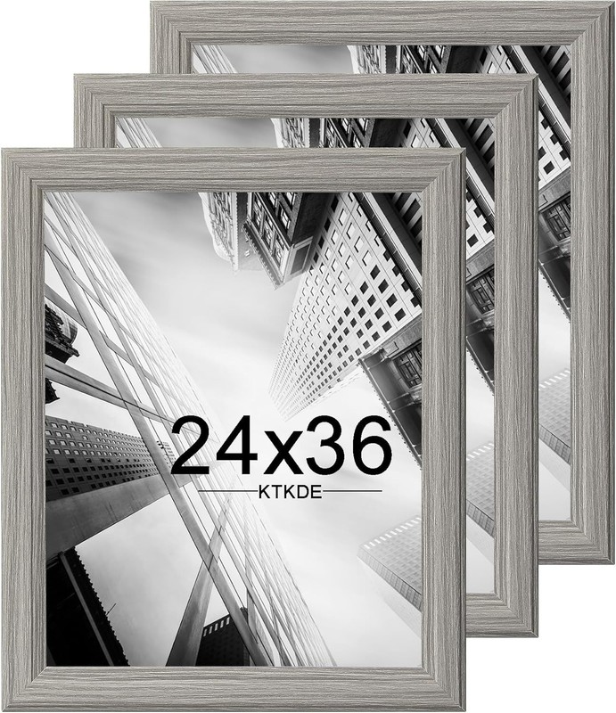24X36 Poster Frame 3 Pack,Picture Frames Wooden Gray 36 by 24 in for Pictures gallery