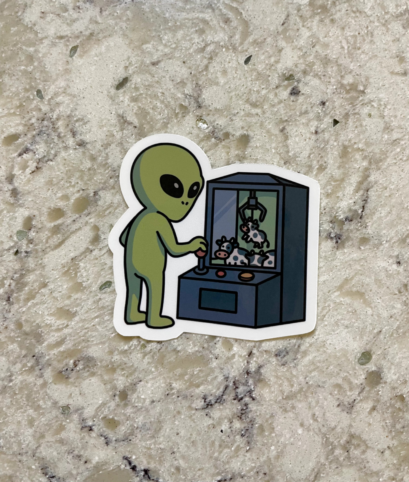 Alien Cow Claw Machine Abduction Sticker l Gloss or Holographic l Waterproof gallery