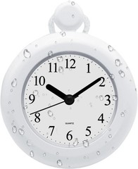 Bathroom Clock, Waterproof Clock for Shower, Battery Operated (White) White