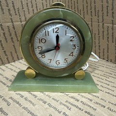Sessions Round Genuine Green Onyx Analogue Desk Clock Made in USA