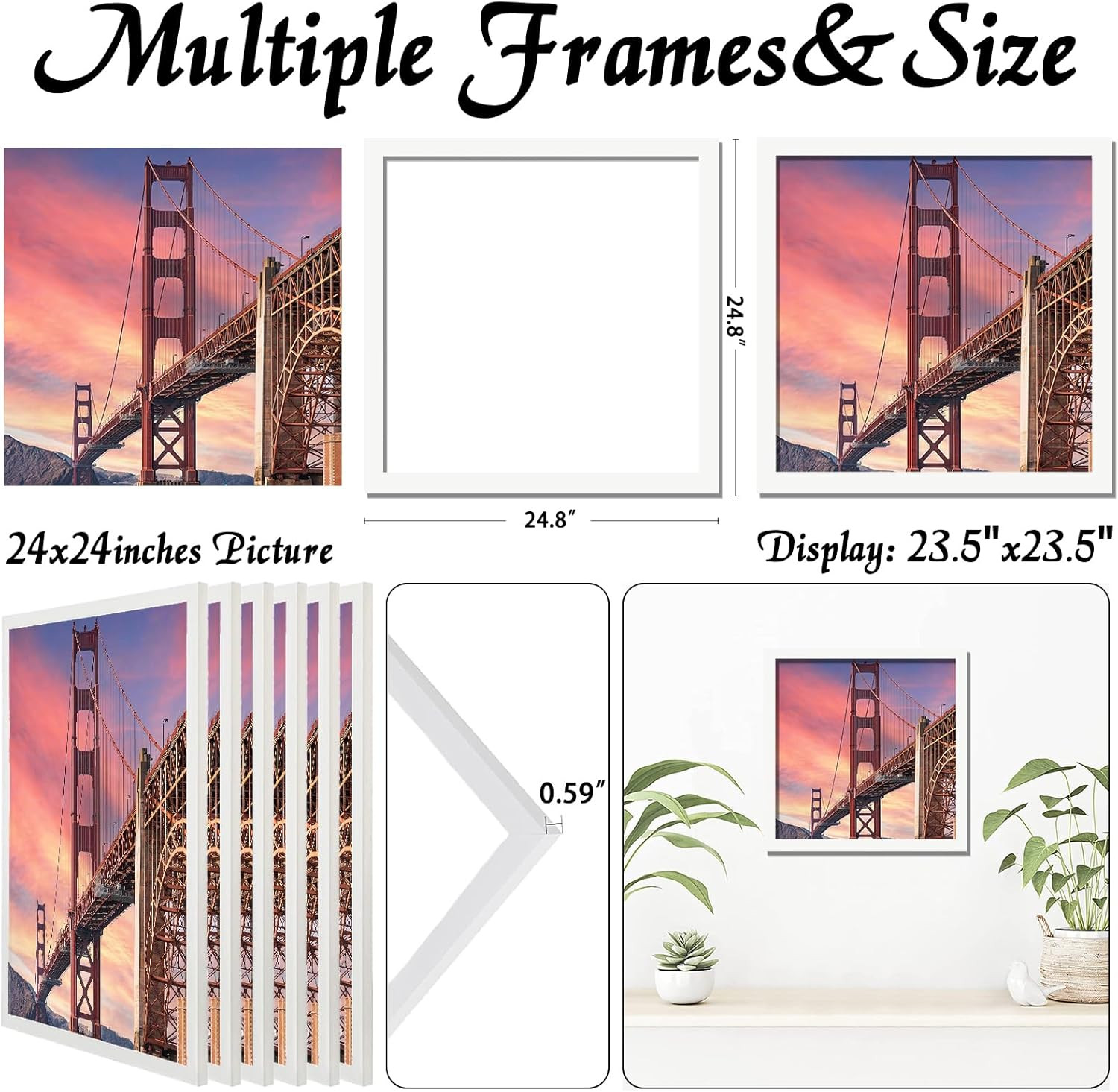 24x24 Picture Frame Set - 6 High-Transparency Frames for Canvas & Photos gallery