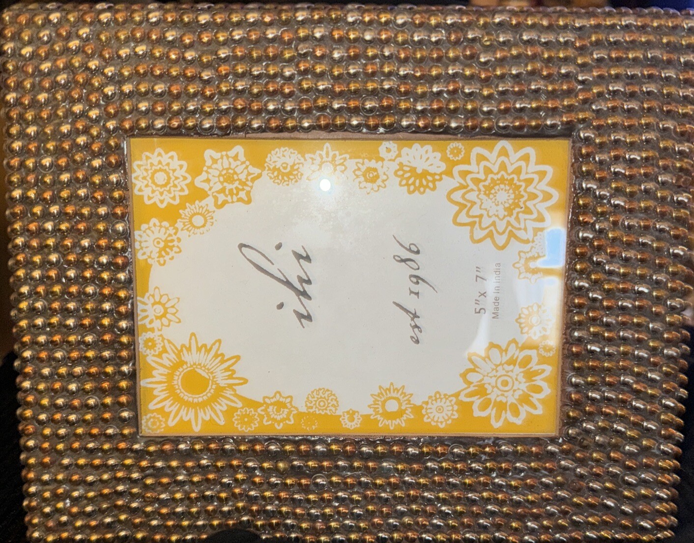 Photo Frame 5x7 Wood Bumpy Textured Copper & Silver On Dark Brown/ Black Backgr gallery