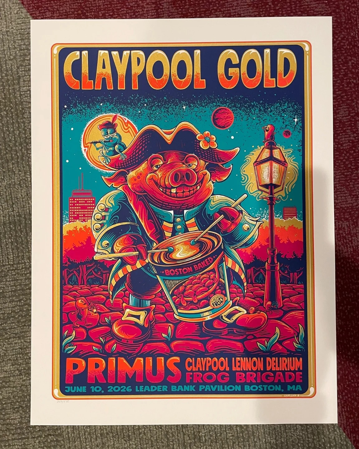 Primus Claypool Gold Boston Poster Frog Brigade Concert Wall Art Print Gift gallery