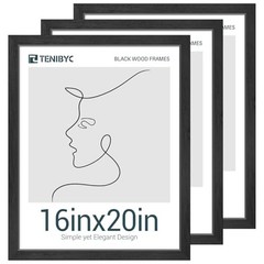 16×20 Picture Frames Set – – Solid Wood Poster Frame – 16 X 20 Black 3 Pack