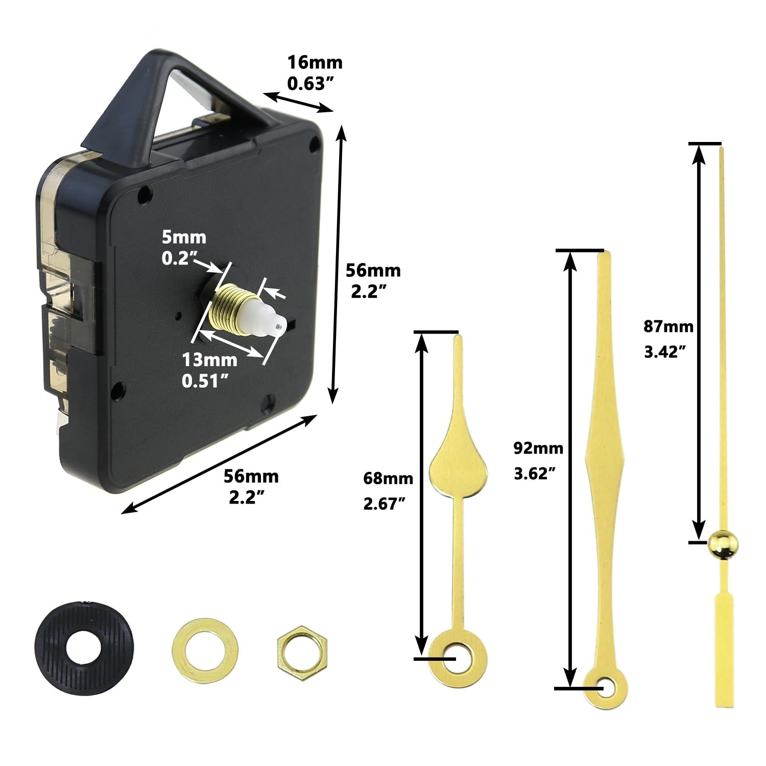 LUORNG Battery Powered DIY Clock Mechanism Replacement Kit Silent Small, Gold gallery