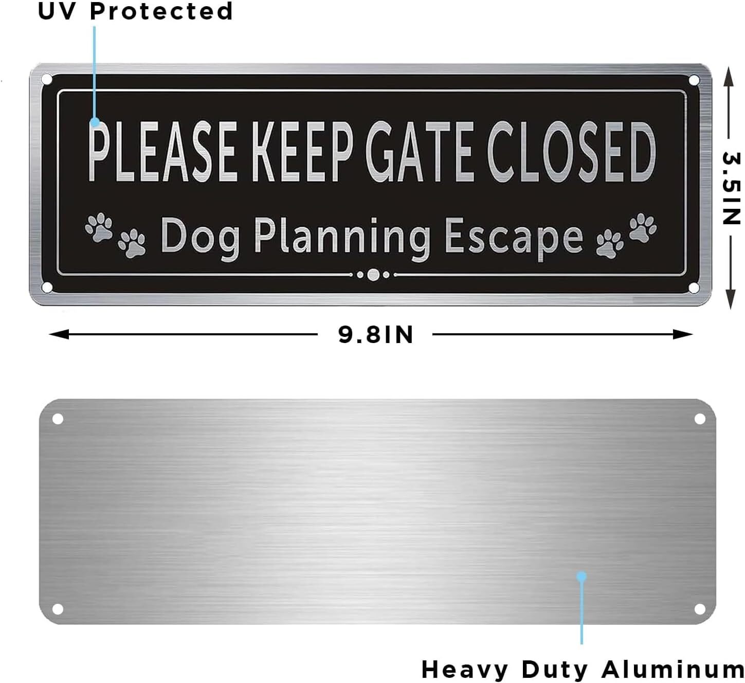 2 Pack Please Close The Gate Matal Sign - Dog Planning Escape Sign - Brushed ... gallery