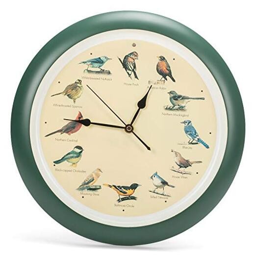 Mark Feldstein and Associates Original Singing Bird Wall Clock, 13 Inch () Green gallery