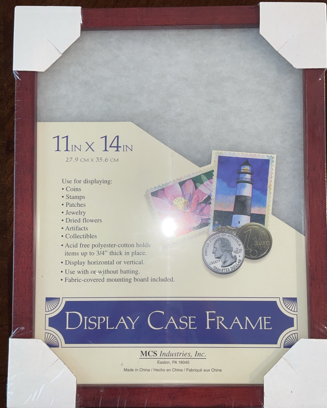 11x14 Memory Display Case Frame MCS In. Shadow Box 3/4” Depth Mahogany Large NIP gallery