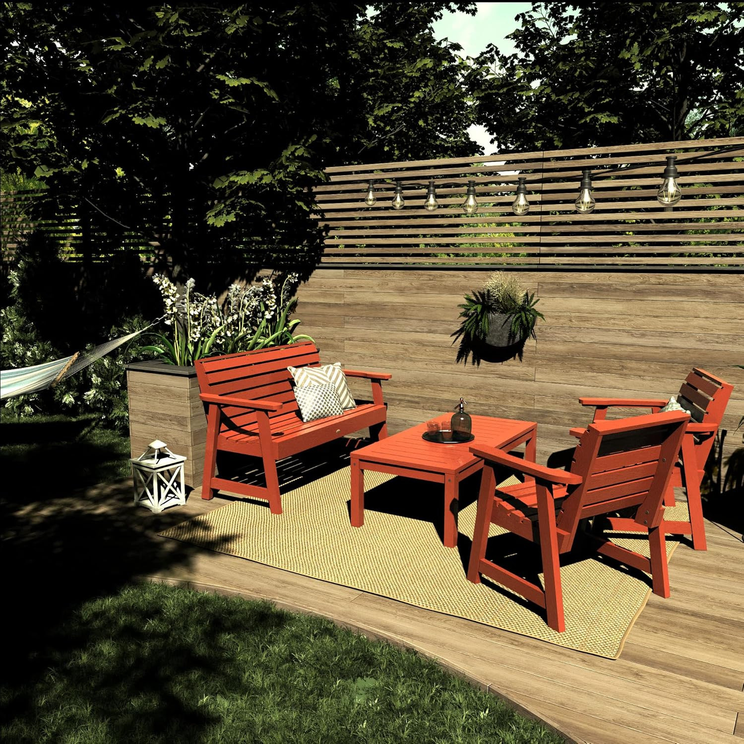 Weatherly Collection 4-Piece Rustic Red Garden Set - AD-KITBENW41-RED gallery