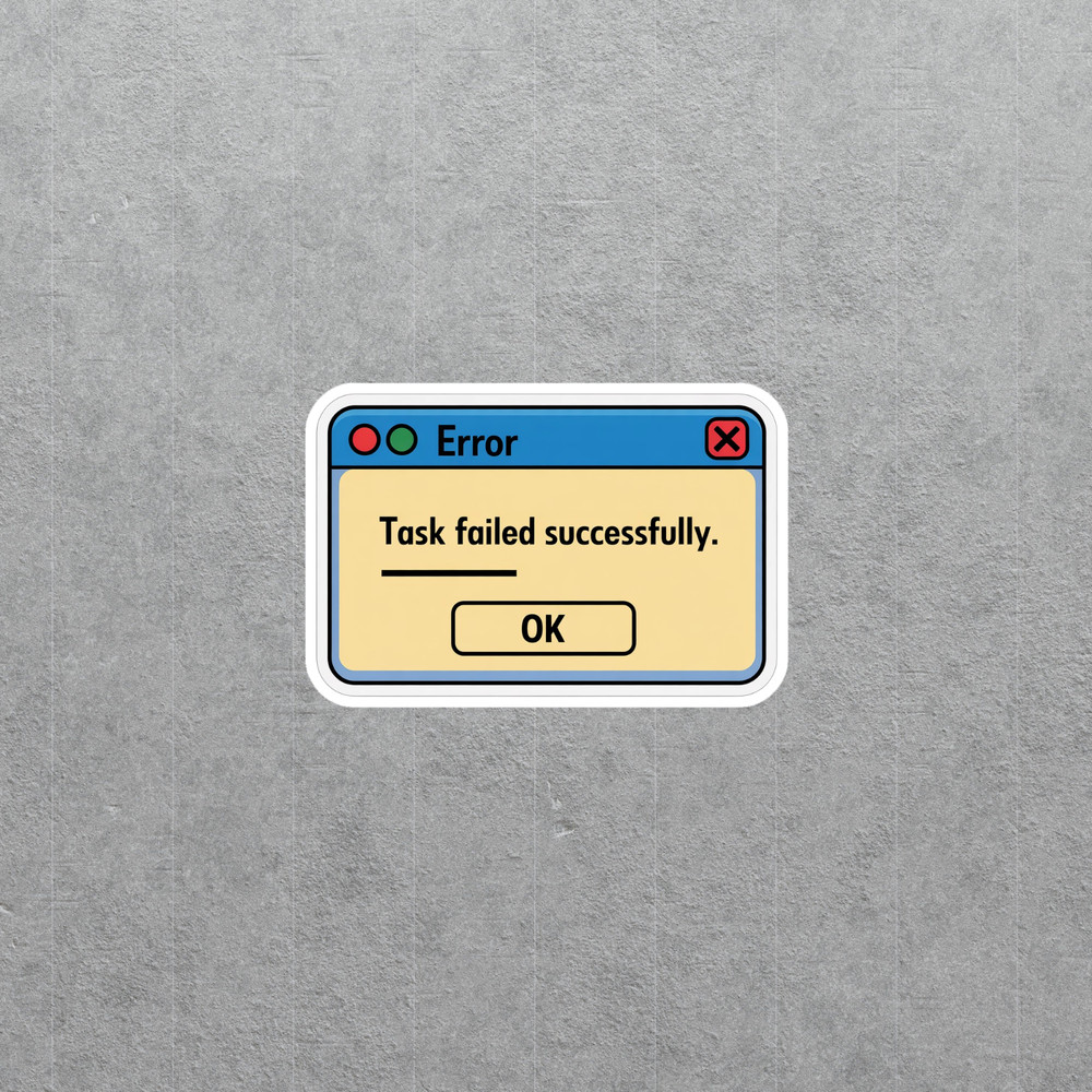 Funny Tech Error Computer Sticker | Task Failed Successfully Humor Decal #6293