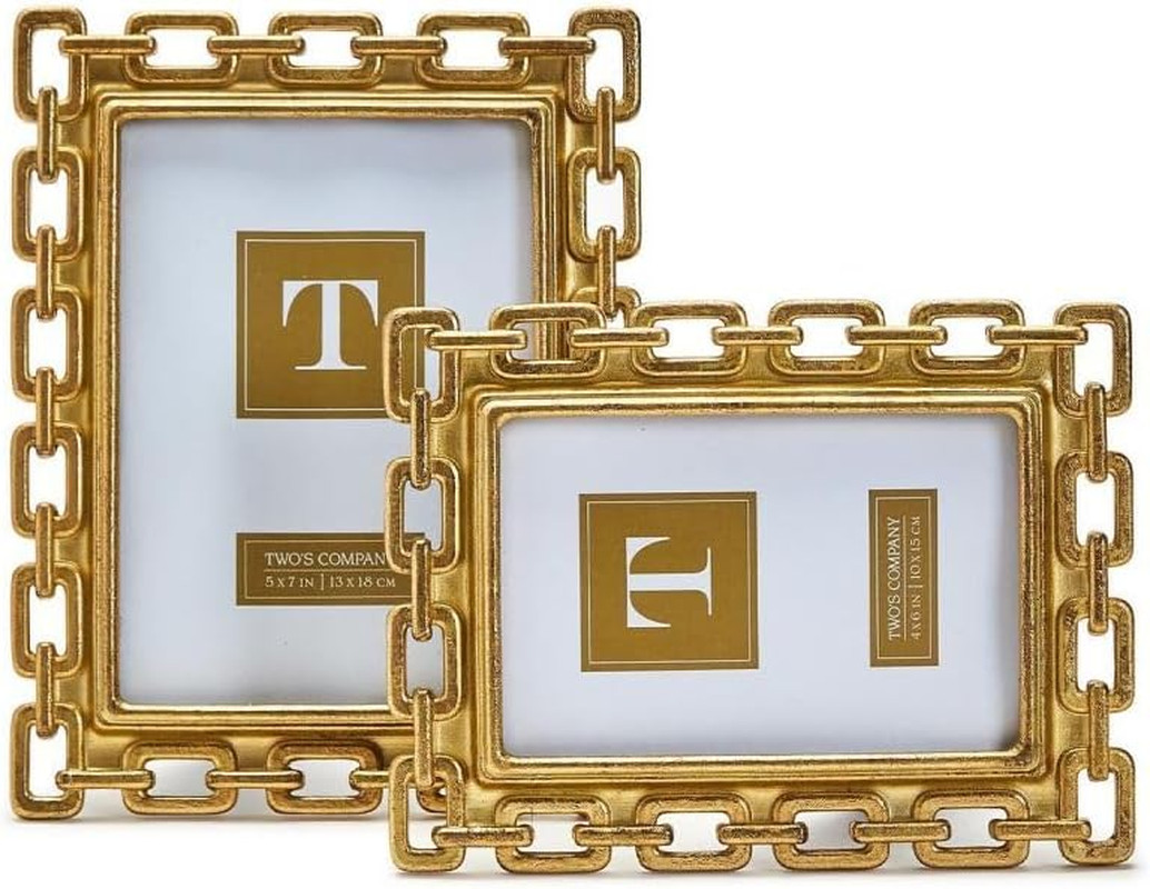 Elegant Gold Chain Photo Frame Set - 2 Sizes for Stunning Displays gallery