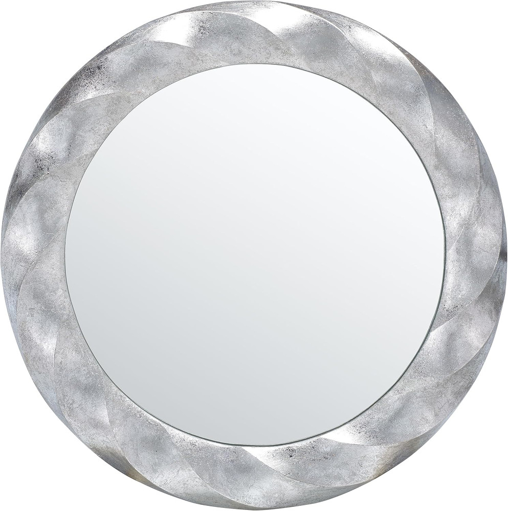 Winterrose Silver 33" Round Decorative Wall Mirror for Home Decor