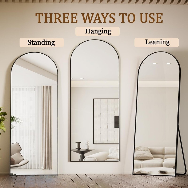 Arched Length Mirror, Floor Mirror with Aluminum Alloy Frame gallery