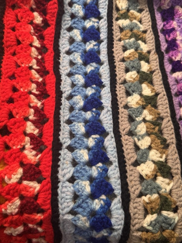 Handmade Crocheted Multicolor Striped Granny Stitch Sofa Throw Afghan 55x38 gallery