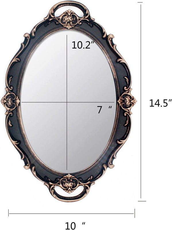 Vintage Mirror Small Wall Mirror Hanging Mirror 14.5 x 10 inchs Oval Brown gallery