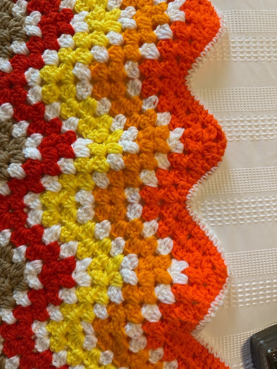 72"x43" Handmade Afghan Fall Colors Chevron Zig Zag Blanket Crochet Multicolor gallery