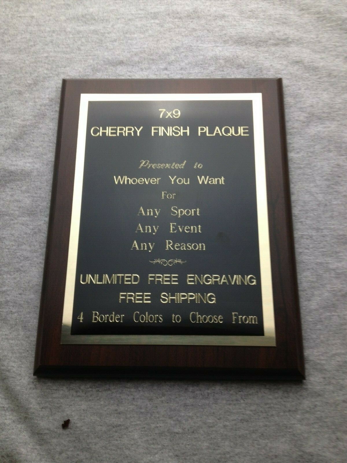 7x9 Cherry Finish Custom Engraved Plaque. FREE Shipping and Unlimited Engraving gallery