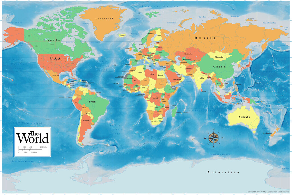 ProMaps Official 2019 World Map Classroom Reference Poster 12x18 gallery