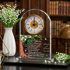 Personalized 55th Emerald Anniversary Acrylic Clock Gift for Couple Love You