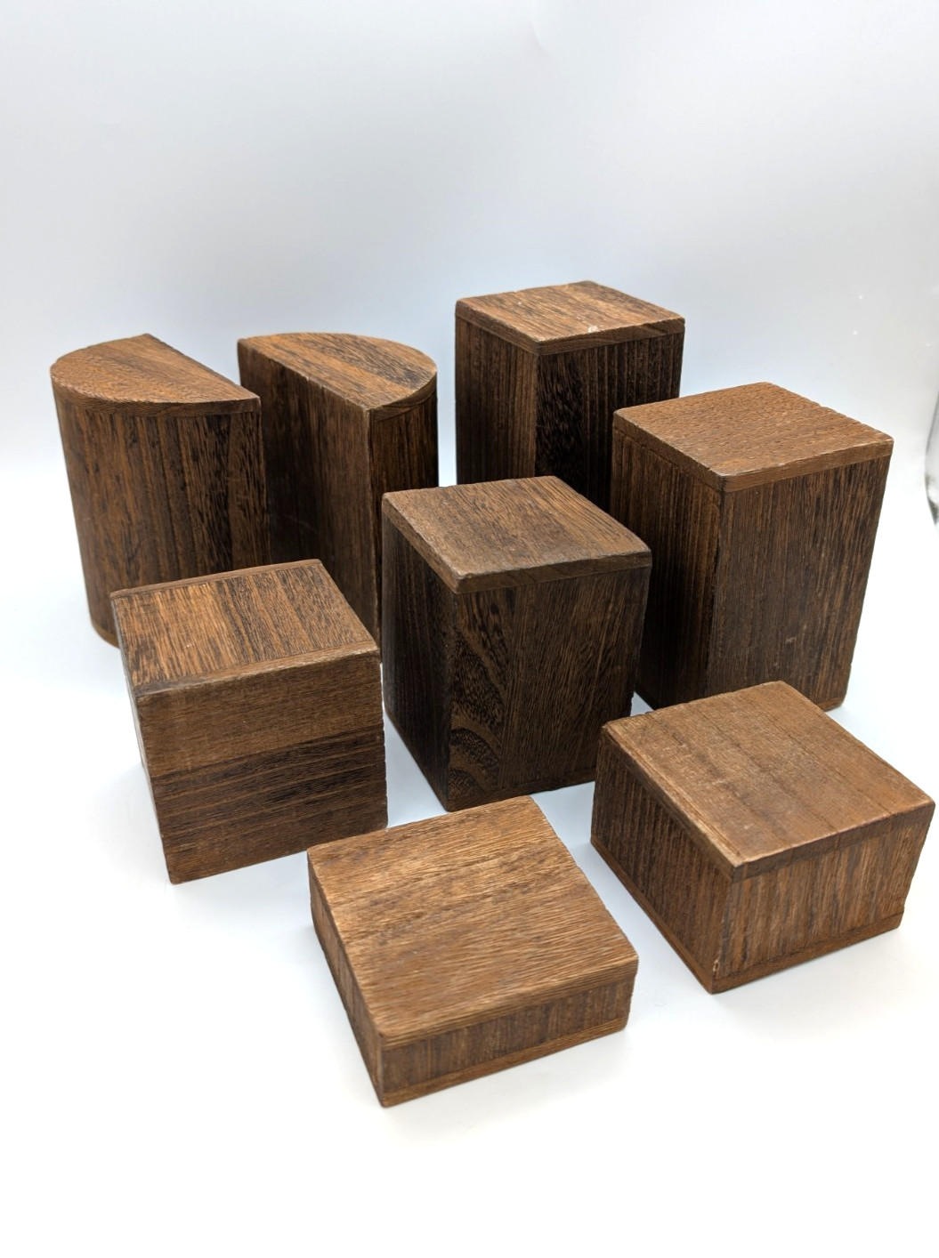 Rustic Hollow Wood Block Risers 8 Pc Set Walnut Display Photo Props Pedestals gallery