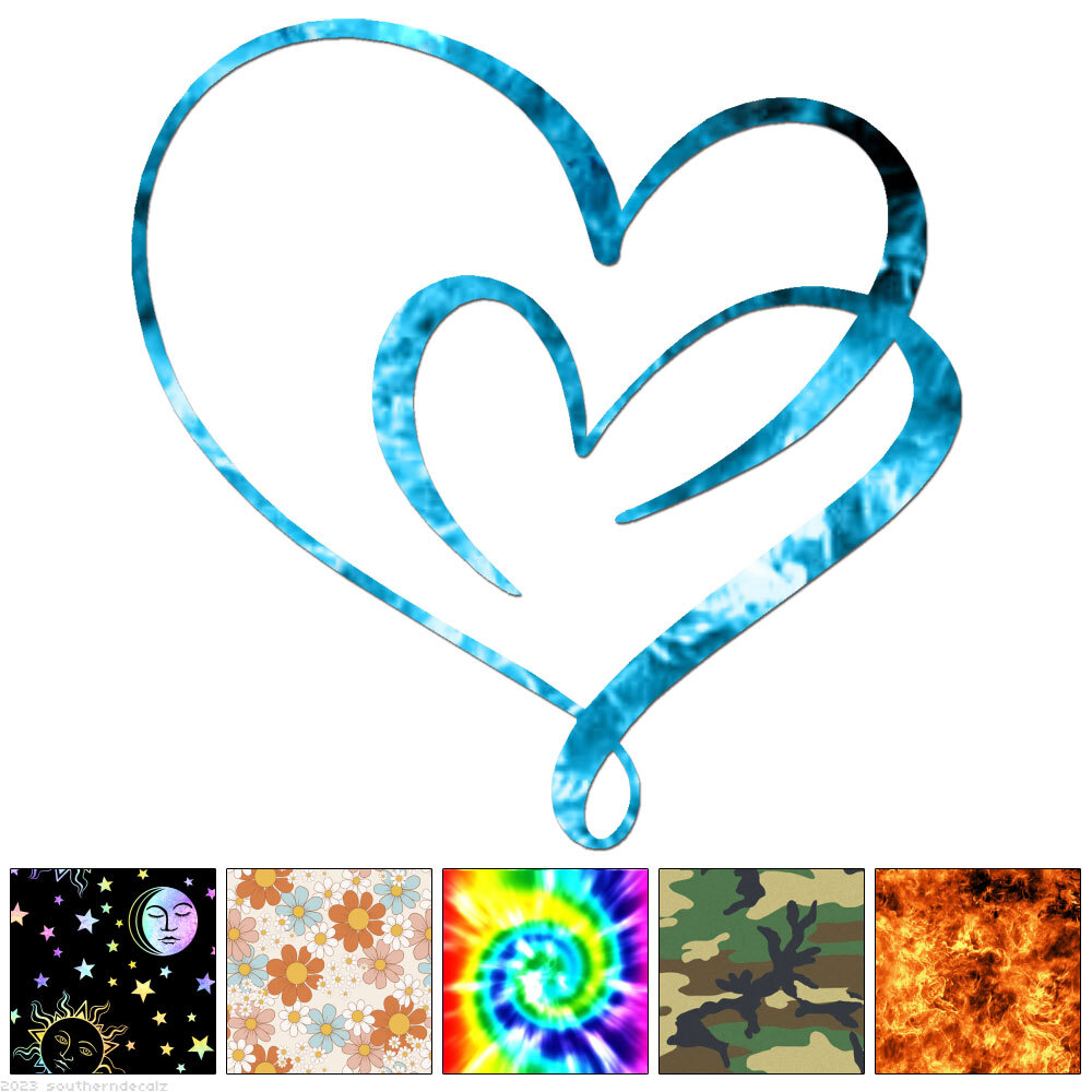 Double Hearts - Decal Sticker - Multiple Patterns & Sizes - ebn6389 gallery