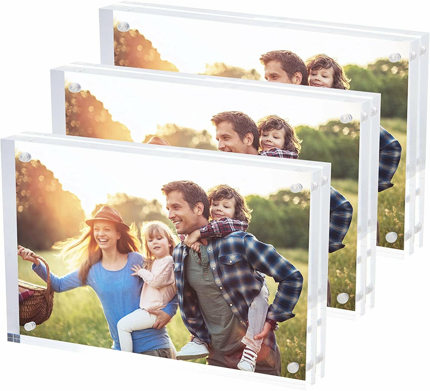 ​​[3-Pack] SimbaLux® Acrylic Photo Frame 4” x 6” Free Standing Magnetic Lock gallery