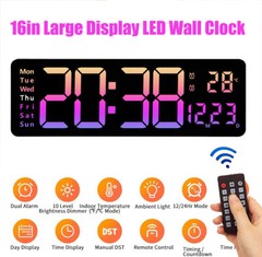 16inch BIG DIGITAL LED CLOCK WALL MOUNT LARGE NUMBERS TIMER DATE TEMPERATURE US