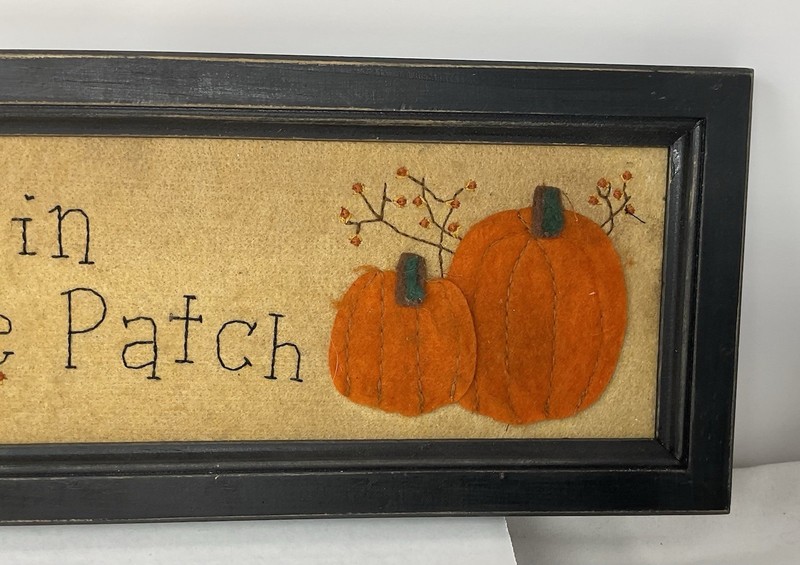 PLAYING IN THE PATCH Primitive Pumpkins Wall Art 6" x 18" Ready To Hang gallery