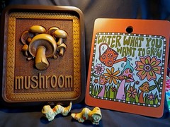MCM & Modern Mushroom Home Decor Bundle + Anthropomorphic Caterpillar Figurines