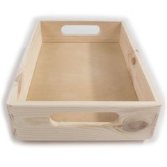 Stackable Decorative Shallow Non-lidded Open Top Wooden Crate Box 30x20x7 cm