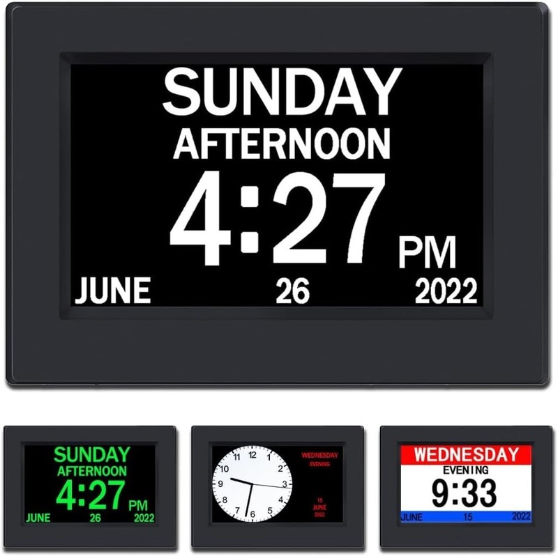 AINFTIME Clock With Day And Date For Elderly-3 Colors Display Digital Calendar gallery