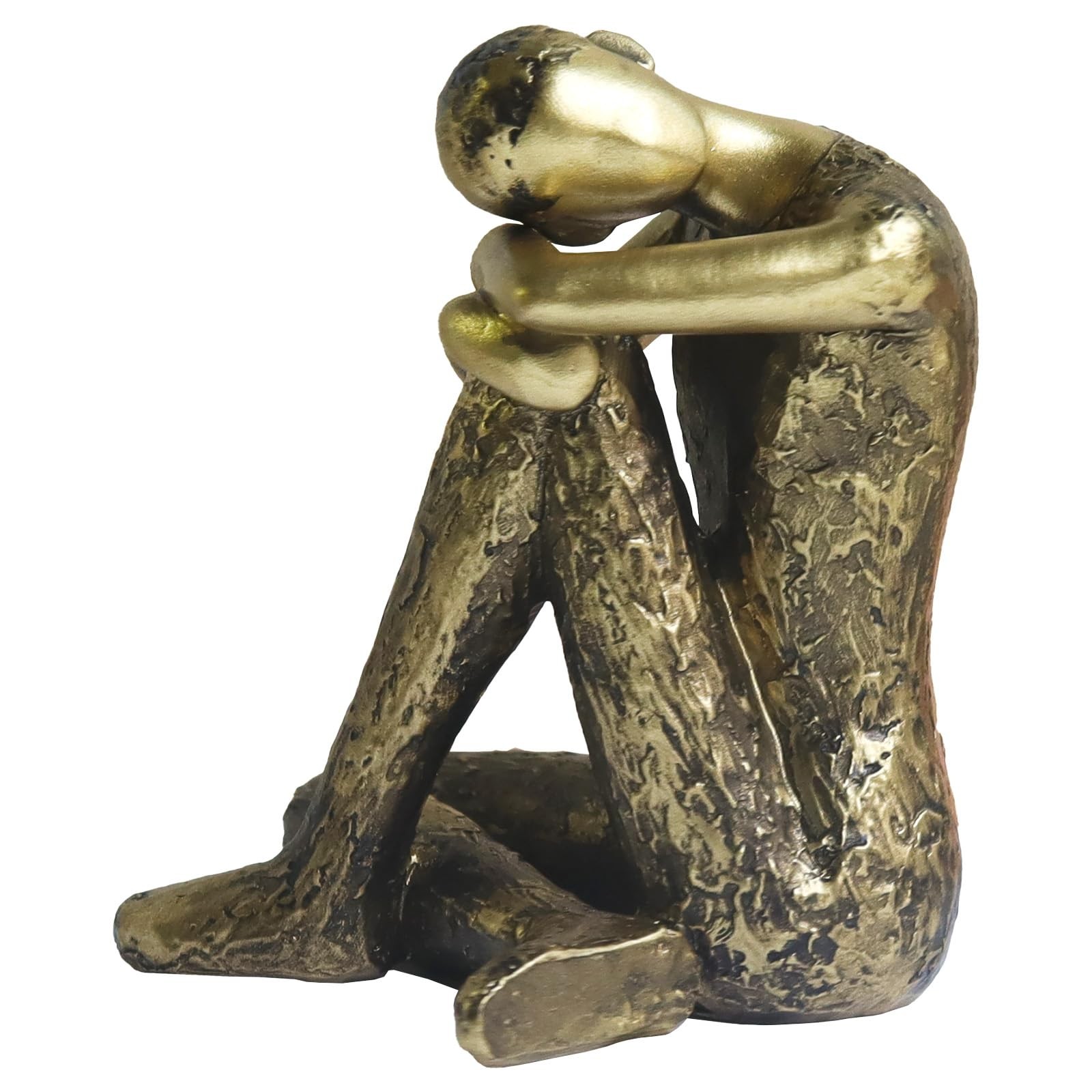 Thinker Statue Abstract Sculpture - Collectible Rustic Gold Figurine Art Home... gallery
