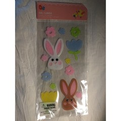 NEW Spring Summer Easter Rabbits Bunnies Flowers Window Gel Clings Decors 29 ct!