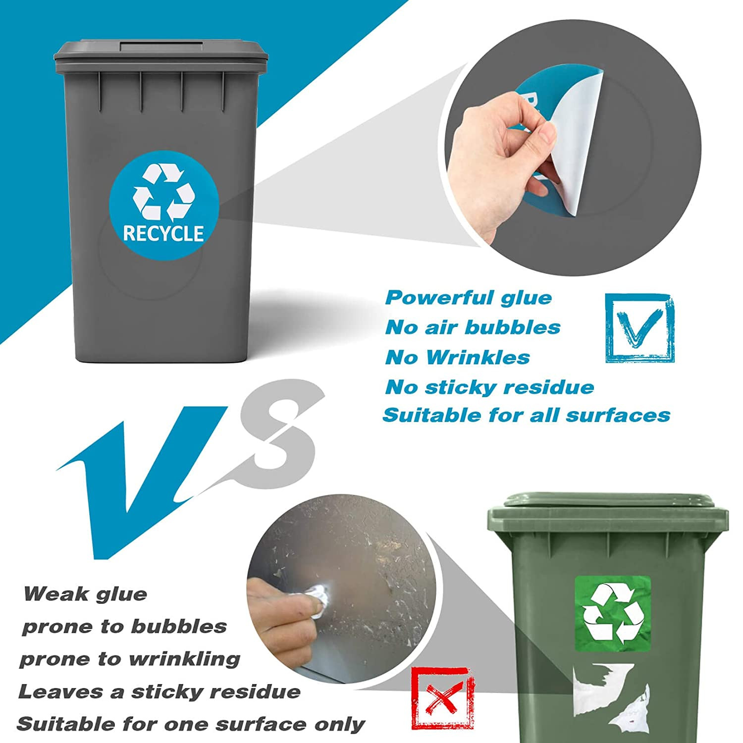 8 Pack for Trash Can Large Sign Garbage Recycling Sticker Reuse Recycle Vinyl P gallery