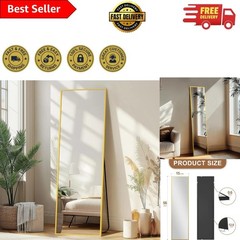 Sophisticated 56×15 Rectangular Floor Mirror with Gold Frame – Modern Aesthetic