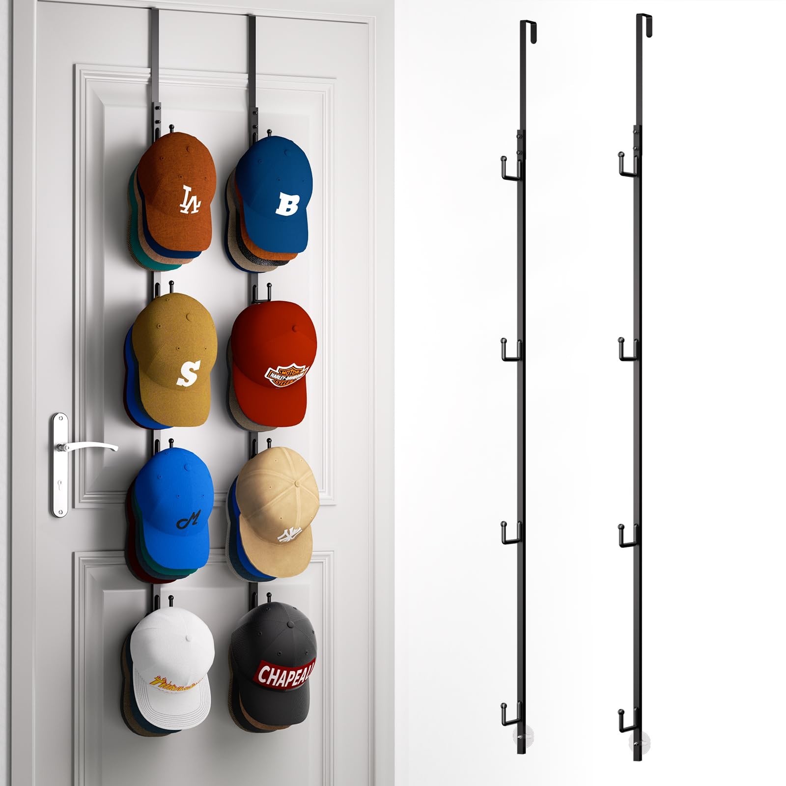 HapiRm Over Door Hat Rack - 2 Packs Hat Organizer with 8 Hooks Design, Hangin... gallery