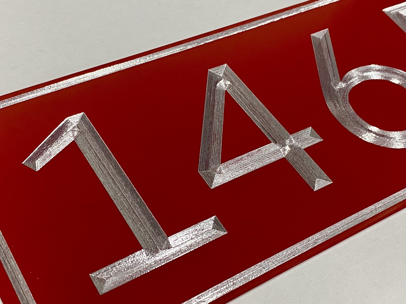 Engraved Personalized Custom House Number Street Address RED Metal 12x5 Sign gallery