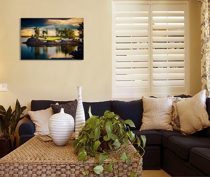 chenchenArt Sunset Landscape Golf Course Wall Art Picture Golf Course Wall Decor gallery
