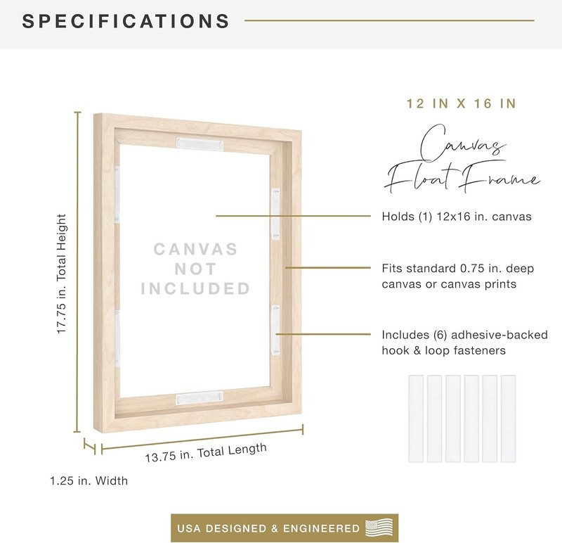 Canvas Float Frames 12X16 Frame, Natural Woodgrain for Finished Canvases, Vertic gallery