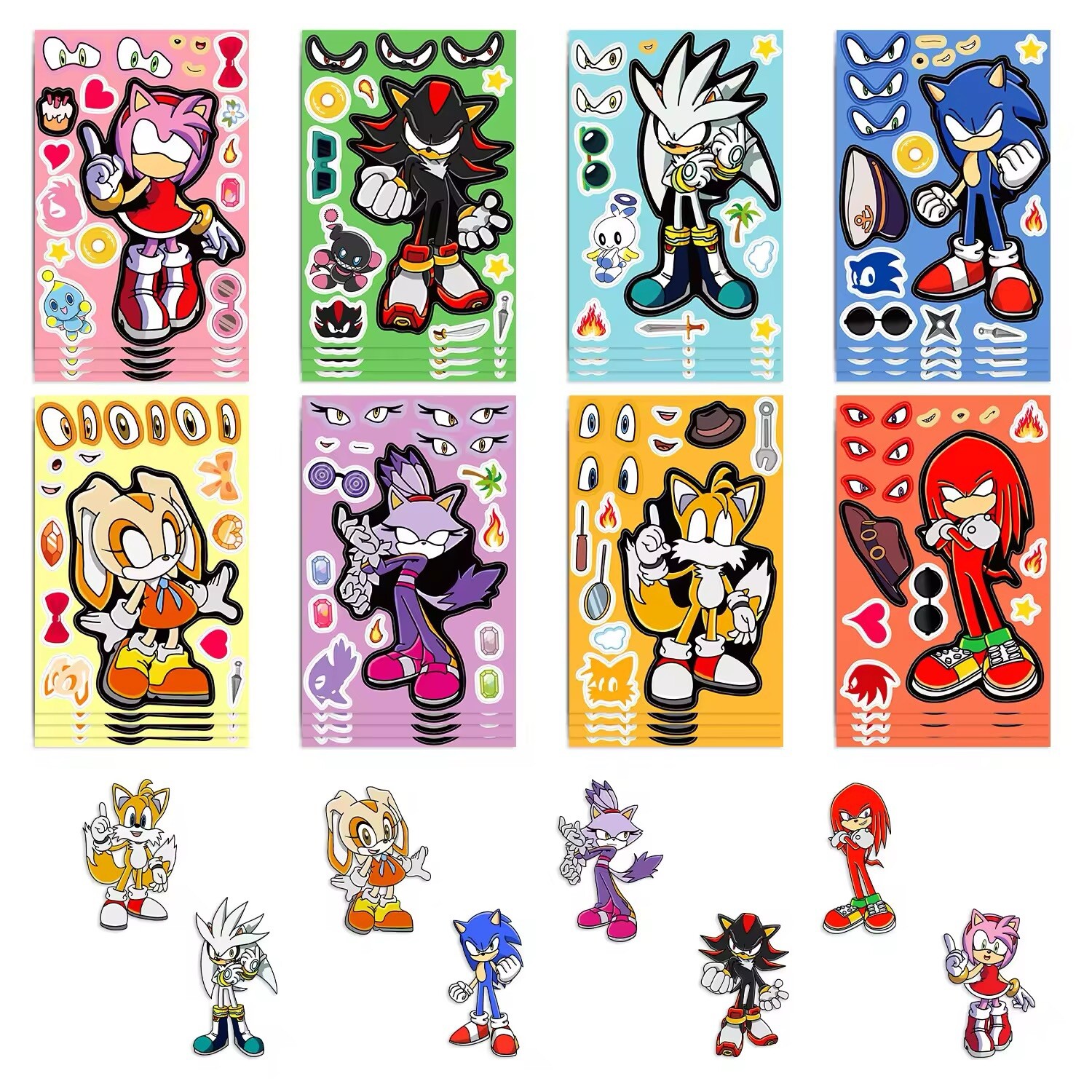 Sonic the Hedgehog - 8 Character Sticker Sheet Pack - Shadow, Tails, Knuckles.. gallery