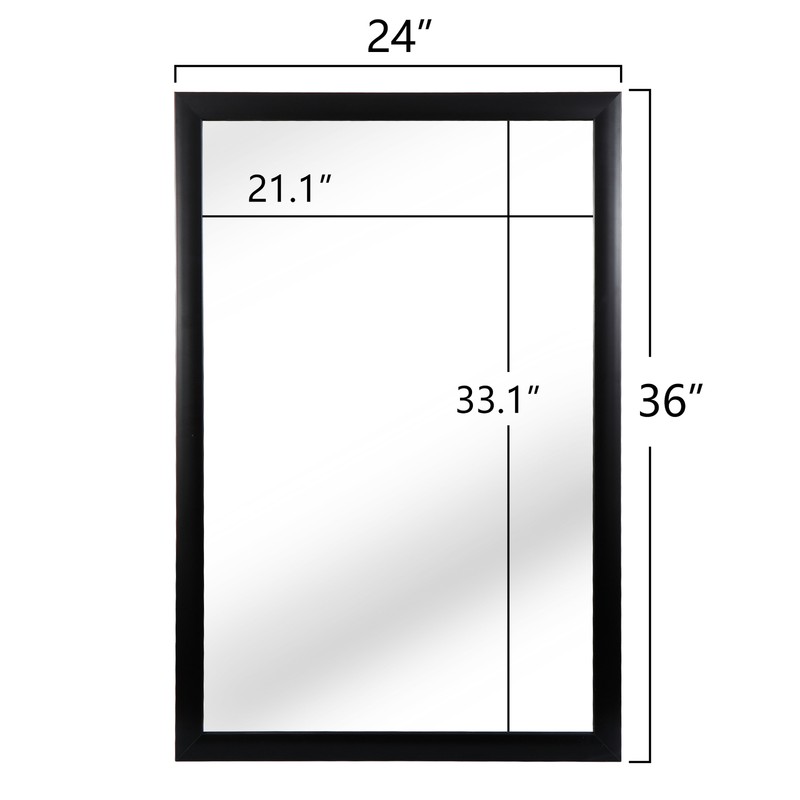 Rectangular Wall Mirror 24" x 36" Modern Decorative Vanity Bathroom Mirror Black gallery